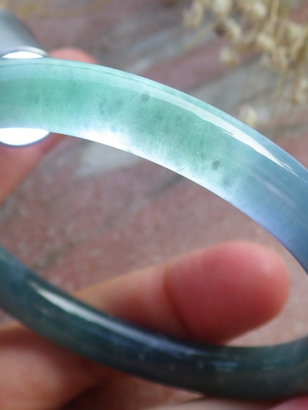 56mm Certified Hand Carved Natural Burma A JADE Circle Jadeite Bangle Bracelet